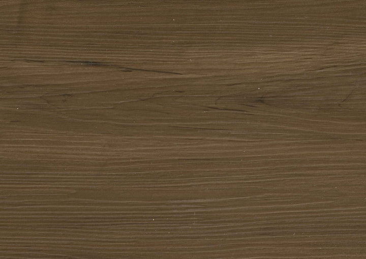 A close-up of a dark brown wood grain texture with visible horizontal lines and natural tonal variation.