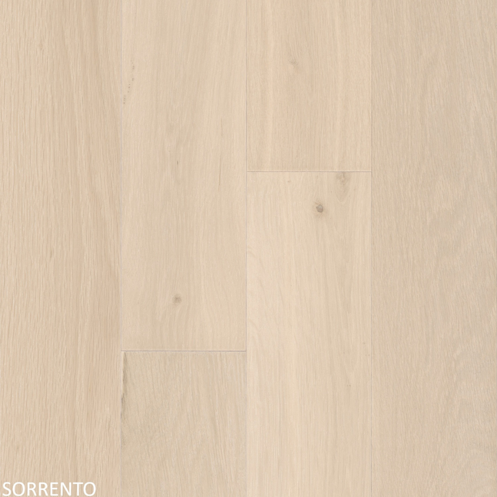 Beige wood flooring with 'Sorrento' branding