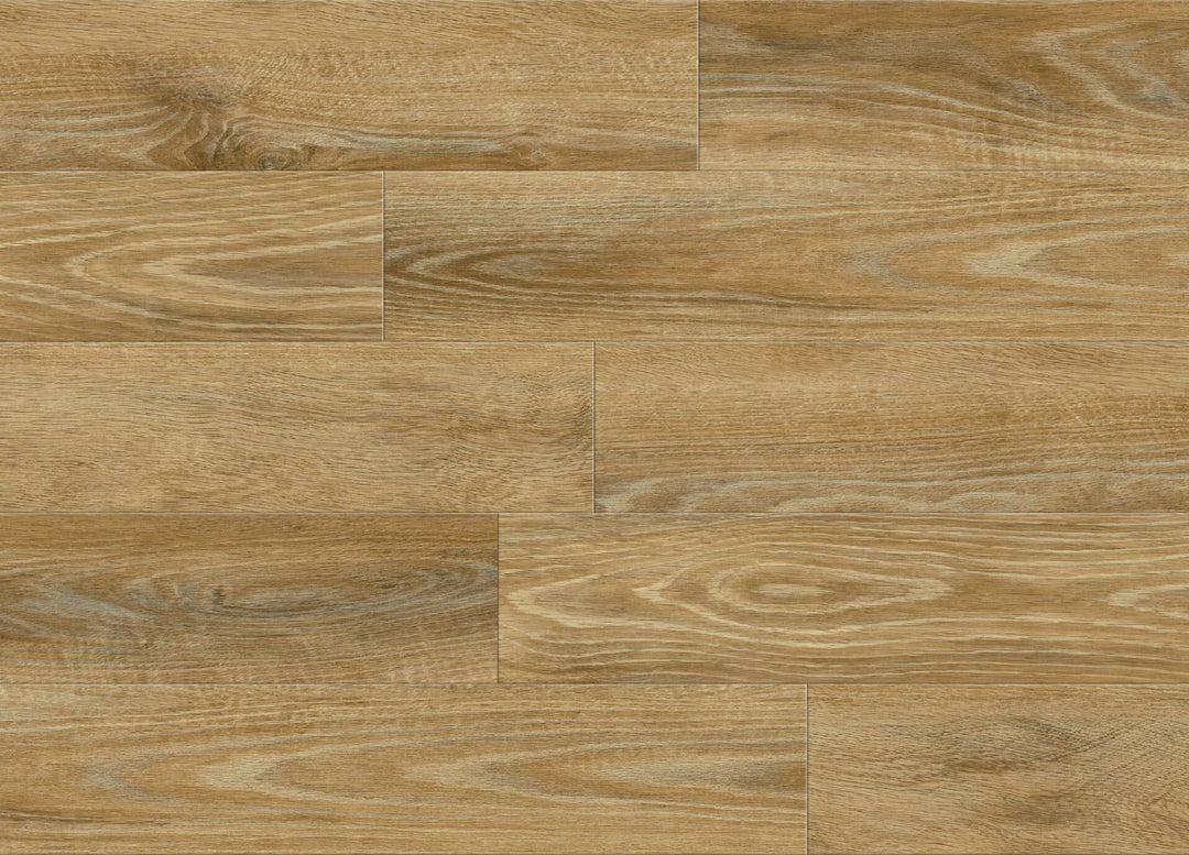 Light brown wood-look flooring planks with visible grain patterns and natural tonal variation.
