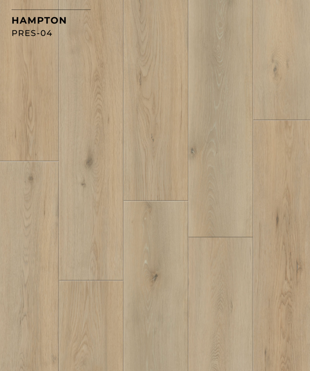Wooden flooring with a light brown color and 'Hampton' branding.