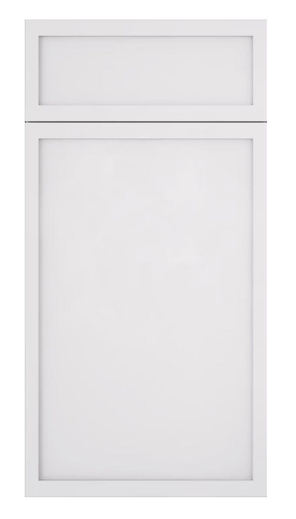 White cabinet door with a rectangular cutout on a white background