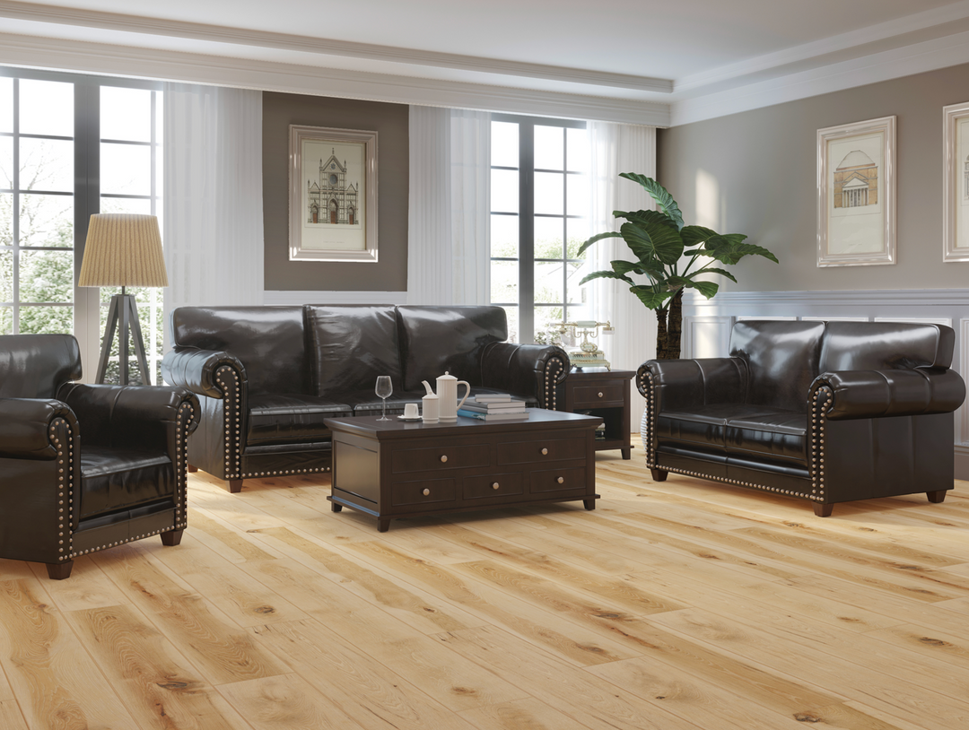 Close-up of wooden flooring with a natural finish