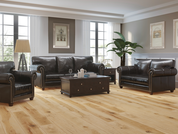 Close-up of wooden flooring with a natural finish